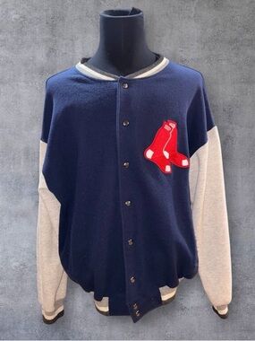 Majestic Boston Red Sox Navy and Gray Varsity Jacket